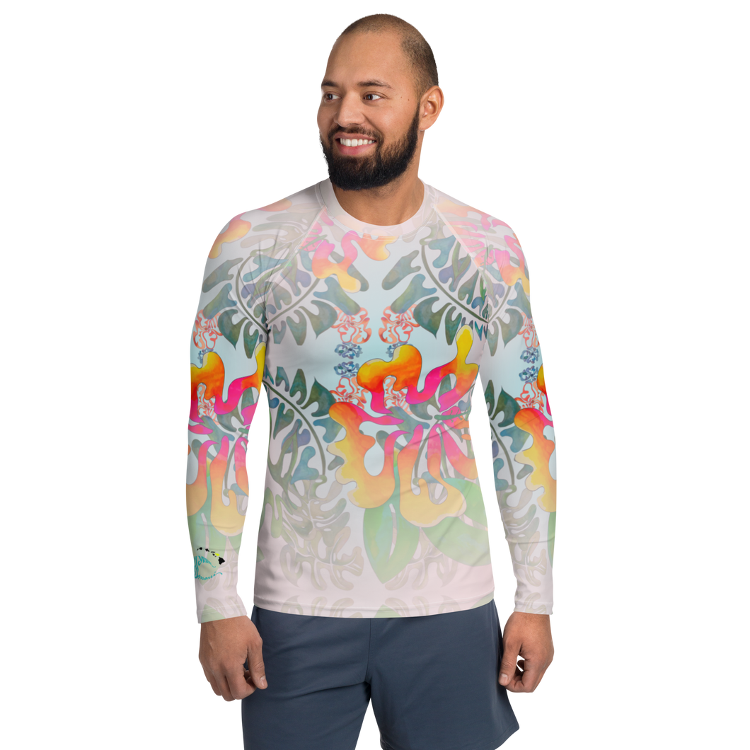 Wholesale Men's Rash Guard in Hibiscus